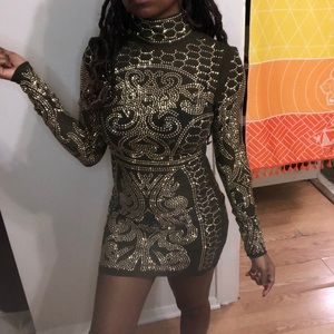 Army Green Bedazzled Minidress